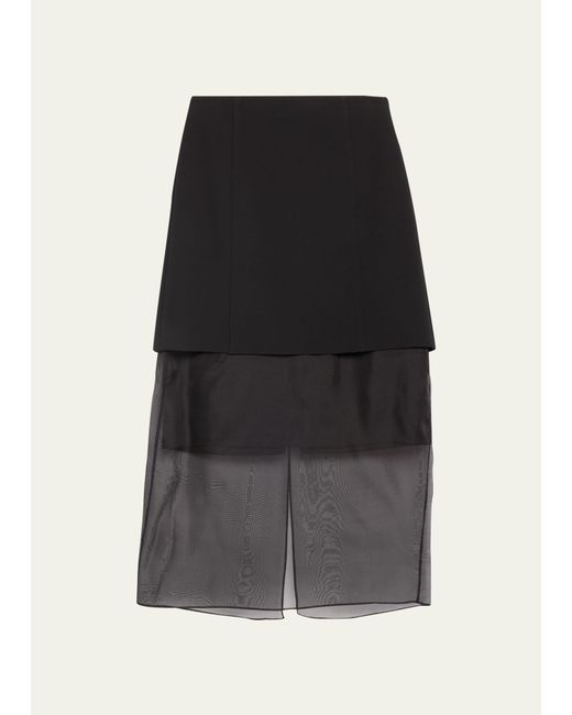 Jason Wu Collection Organza Underlay Jersey Midi Skirt