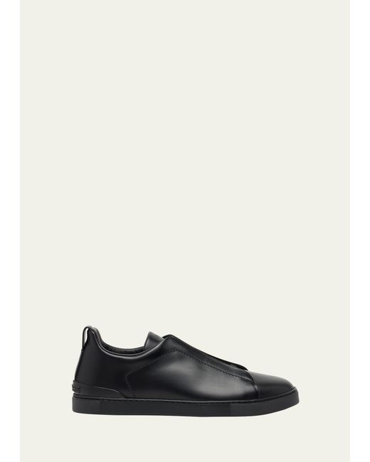 Z Zegna Triple Stitch Leather Low-Top Sneakers