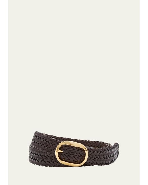 Tom Ford Woven Leather Oval-Buckle Belt