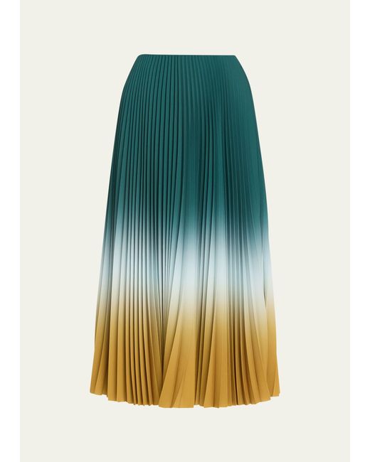 Jason Wu Collection Dip Dye Marocaine Pleated Crepe Midi Skirt