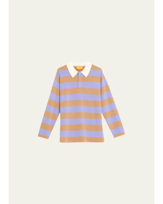 Guest in Residence Cashmere Long-Sleeve Striped Rugby Top