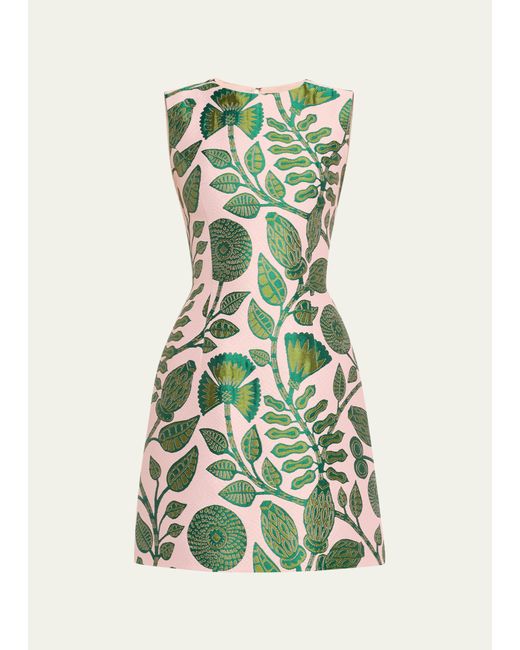 Andrew Gn Leaf Print Mini Dress