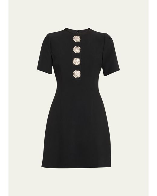 Andrew Gn Crystal Button Mini Dress
