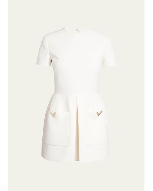 Valentino Garavani Short Sleeve V-Logo Pocket Mini Dress