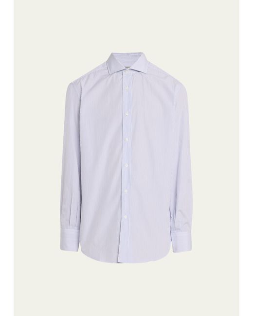 Brunello Cucinelli Micro-Stripe Cotton Sport Shirt