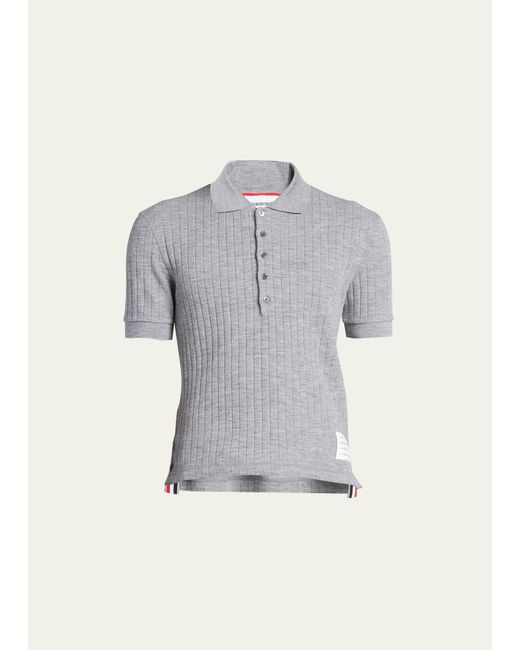 Thom Browne Virgin Wool Wide-Ribbed Polo Shirt