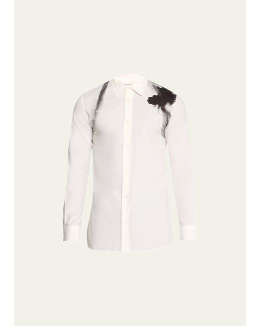 Alexander McQueen Cotton Poplin Dragonfly Harness-Print Dress Shirt