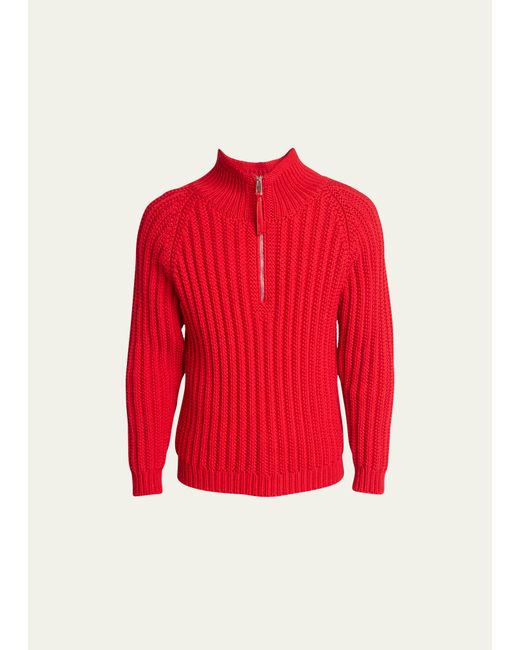 Loewe Ribbed Wool Quarter-Zip Sweater