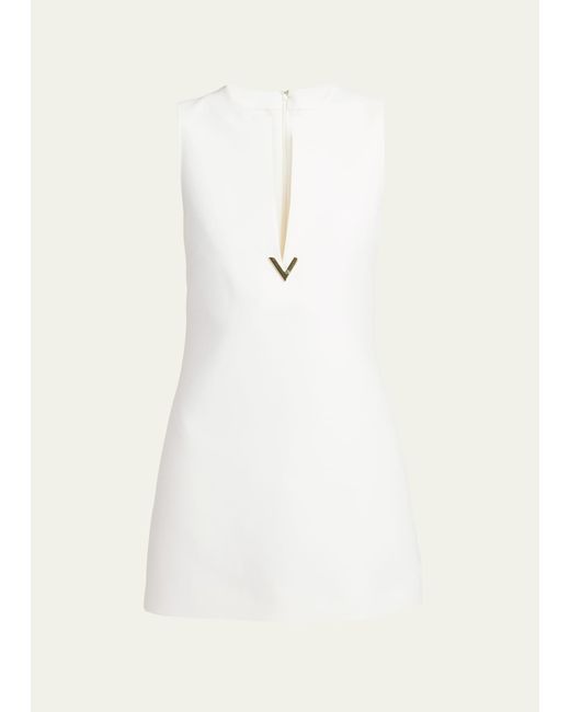 Valentino Garavani Sleeveless V-Logo Crepe Couture Mini Dress