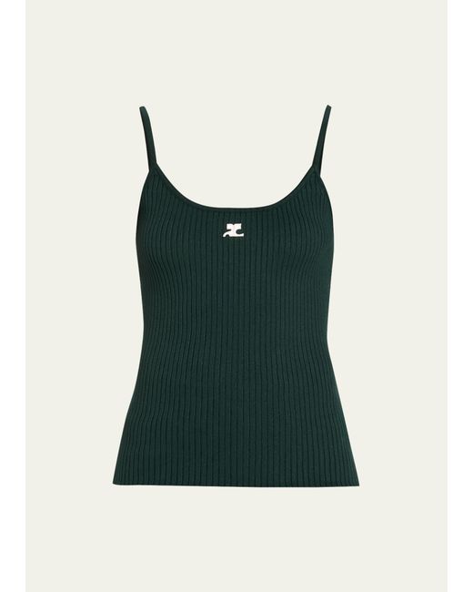 Courrèges Logo Ribbed Knit Tank Top