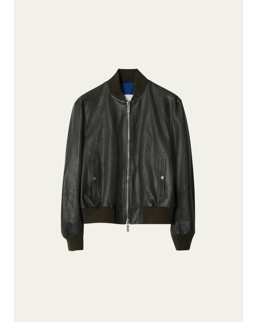 Burberry Grained Leather Bomber Jacket