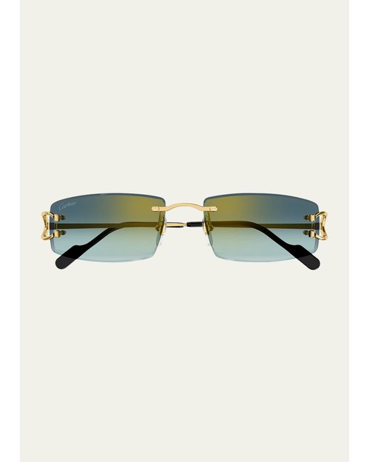 Cartier CT0465S Rimless Metal Rectangle Sunglasses