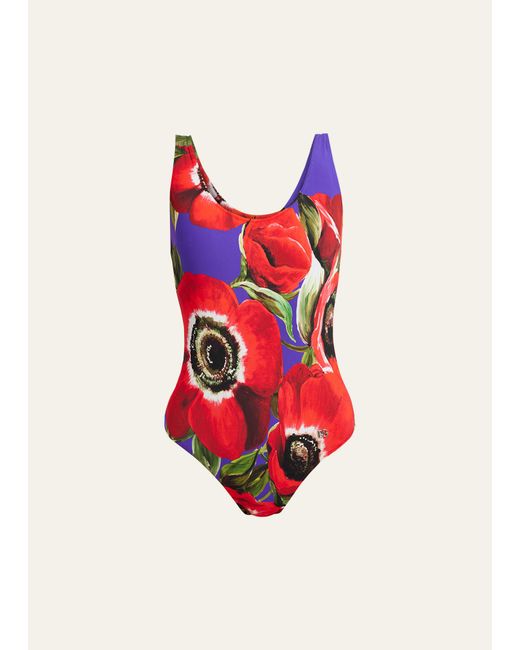 Dolce & Gabbana Flower Power Olympic One-Piece Swimsuit
