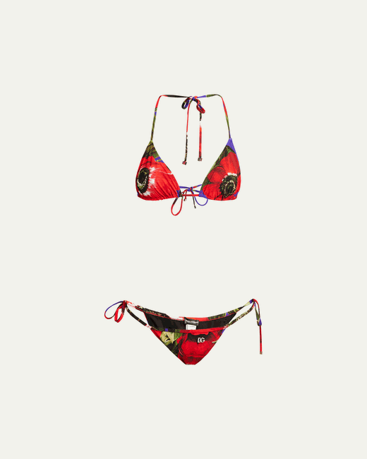 Dolce & Gabbana Flower Power Two-Piece Triangle Bikini Set