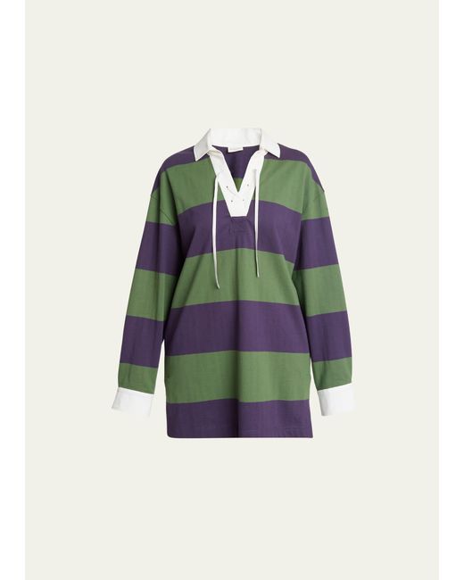 Dries Van Noten Chu Oversize Striped Polo Shirt