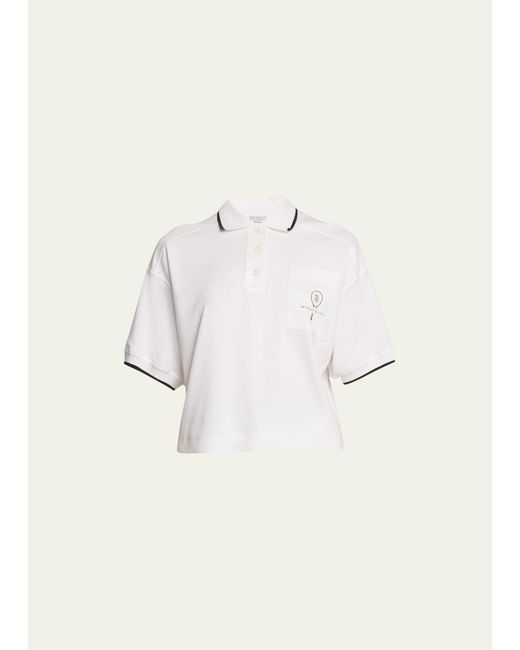 Brunello Cucinelli Tennis Polo Printed T-Shirt With Tipping