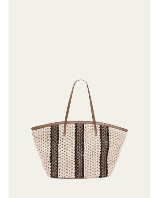 Brunello Cucinelli Striped Crochet Tote Bag