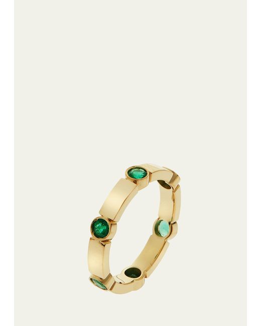 Ileana Makri 18K Gold Stepping Stones Stream Ring with Emeralds