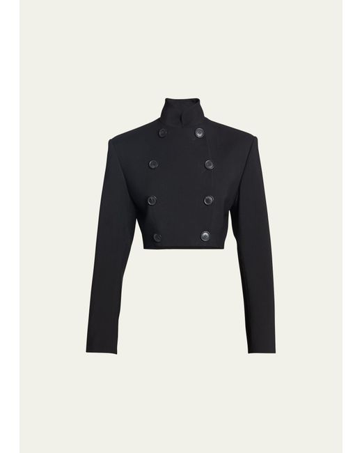 Alaïa Cropped Wool Jacket with Button Detail