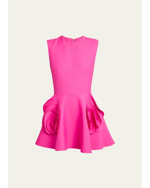 Valentino Garavani Crepe Couture Fit-And-Flare Mini Dress with Rosette Details