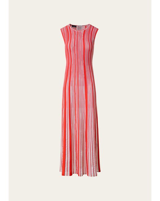 Akris Jacquard Asagao Stripes Knit Midi Dress