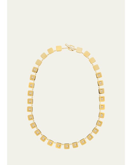 Ileana Makri 18K Yellow Gold Tile Necklace with Diamond Baguettes