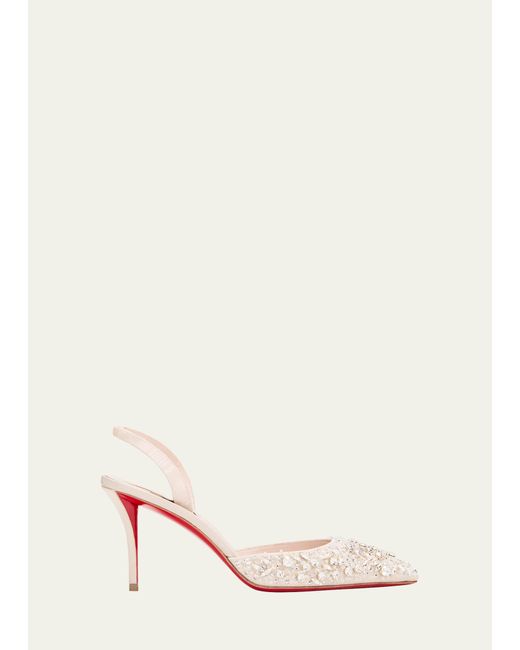 Christian Louboutin Queenissima Embellished Sole Slingback Pumps