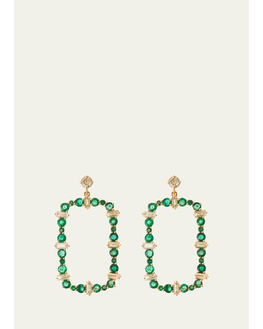 Ileana Makri 18K Yellow Gold Emerald and Diamond Rivulet Flow Earrings
