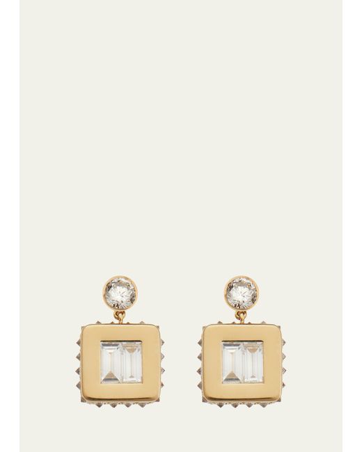 Ileana Makri 18K Gold Baguette Diamond Inverted Tile Earrings