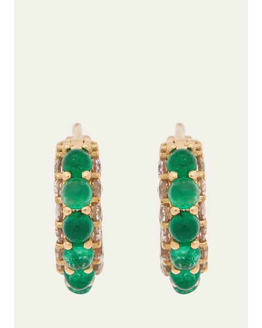 Ileana Makri 18K Yellow Gold Emerald Streamflow Hoop Earrings