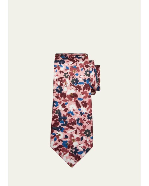 Kiton Silk Floral-Print Tie