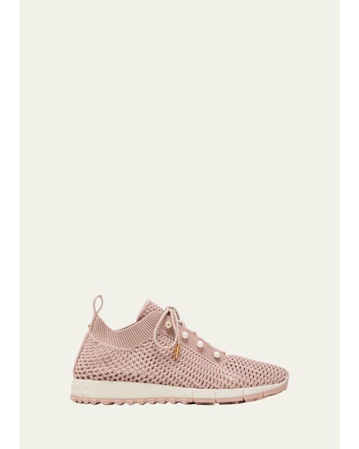 Jimmy Choo Veles Knit Pearly Lace-Up Sneakers