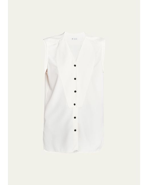 Loro Piana Caylee Silk Dyed Button-Front Blouse