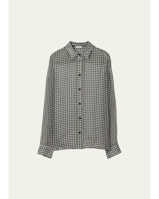 Burberry Houndstooth Button-Front Blouse