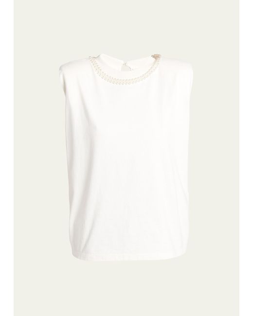 Golden Goose Journey Sleeveless Pearl-Embellished T-Shirt