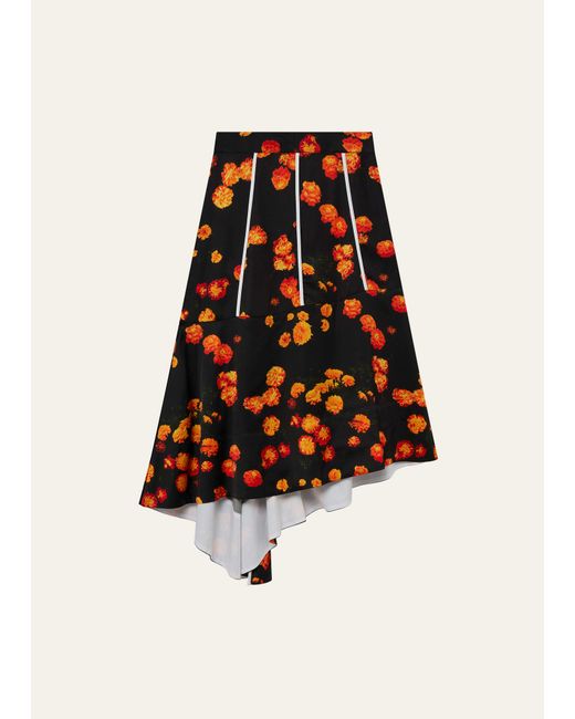 Wales Bonner Hope Floral-Print High-Low Skirt