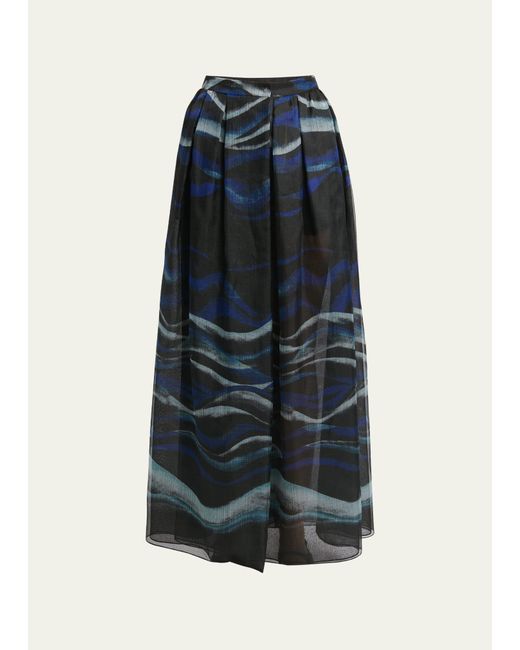 Giorgio Armani Night Water Print Silk Maxi Skirt
