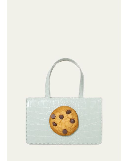 Puppets and Puppets Small Cookie Croc-Embossed Top-Handle Bag