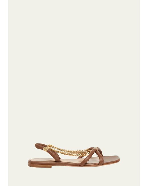 Gianvito Rossi Leather Chain Flat Sandals