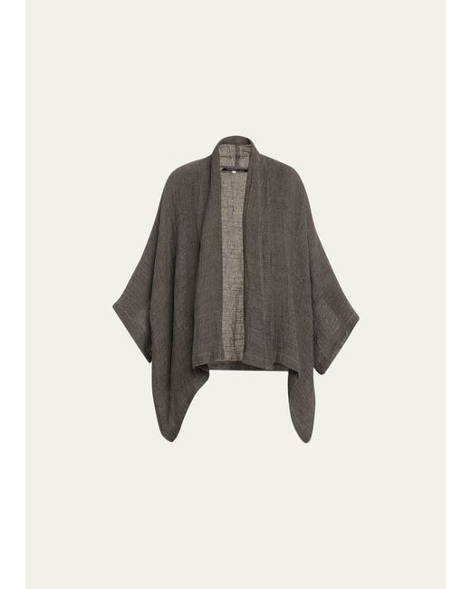 eskandar Wide Short-Sleeve Scrunch Shawl-Collar Jacket Mid Plus Length