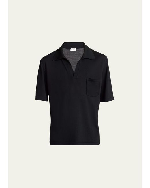 Saint Laurent Johnny-Collar Knit Polo Shirt