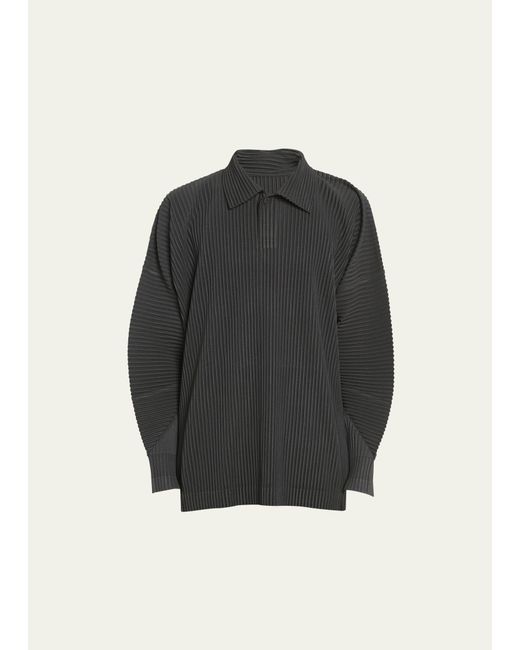 Homme Pliss Issey Miyake Solid Pleated Polo Shirt