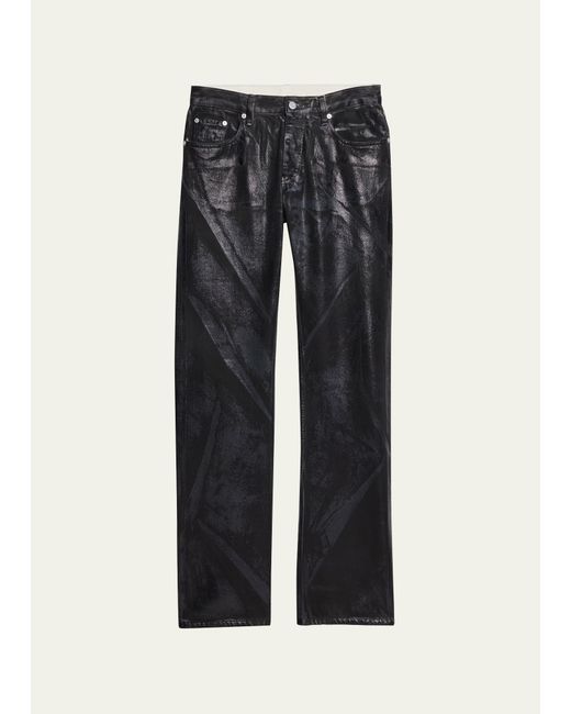 Helmut Lang Low-Rise Metallic Foil Denim Relaxed-Leg Jeans