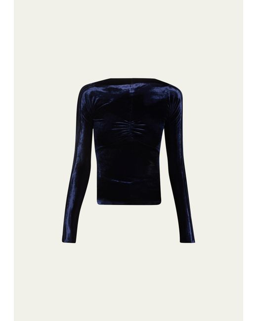 Rabanne Ruched Bust Fitted Velvet Top