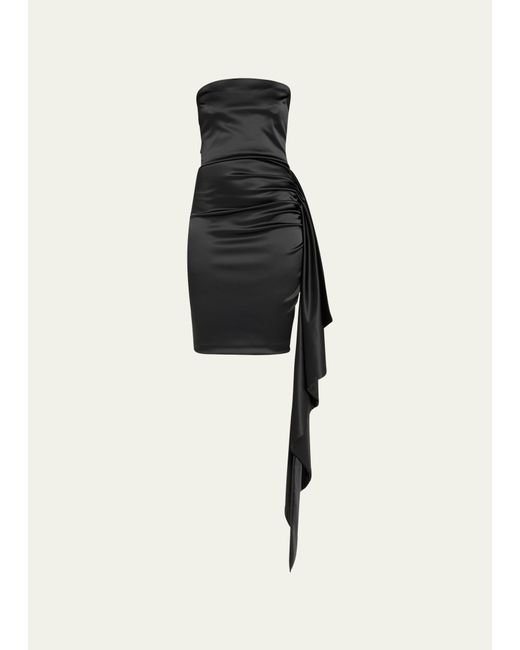 Chiara Boni La Petite Robe Kazmer Strapless Draped Satin Midi Dress