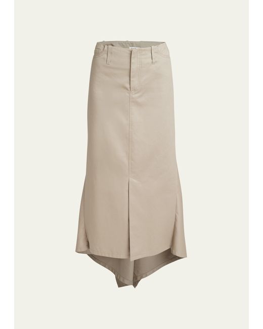 Meryll Rogge Asymmetric Midi Skirt with Ruched Back Drape