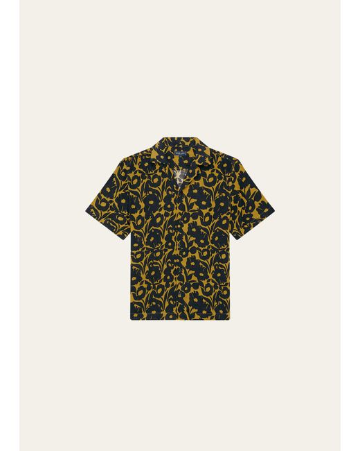 Frescobol Carioca Roberto Perennial-Print Linen Short-Sleeve Shirt