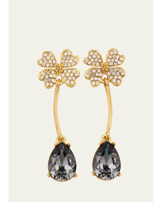Oscar de la Renta Four Leaf Clover Crystal Chandelier Earrings