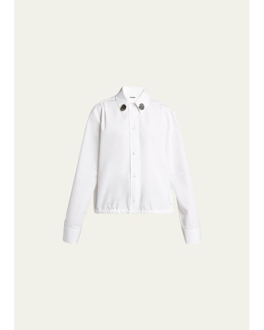 Jil Sander Embellished Collar Cotton Poplin Shirt