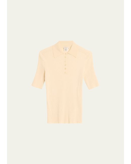 Lafayette 148 New York Ribbed Elbow-Sleeve Polo